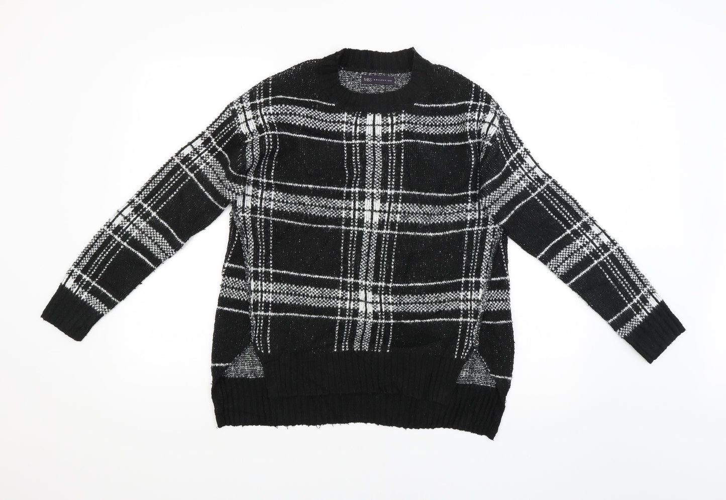 M&S Womens Black Check  Pullover Jumper Size S