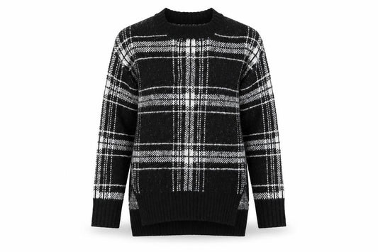 Marks & Spencer Womens Black Check  Pullover Jumper Size S