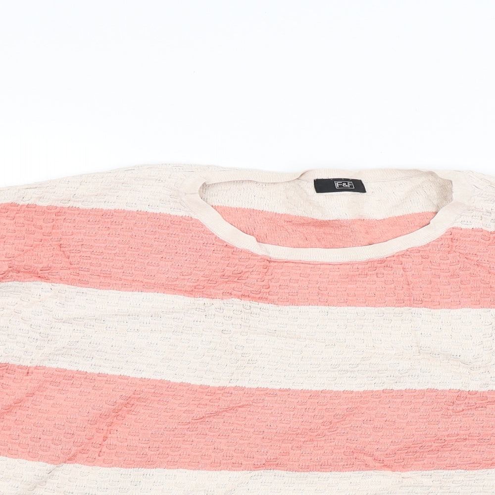F&F Womens Pink Striped  Pullover Jumper Size 12