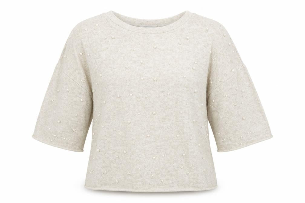 Zara Womens Beige   Pullover Jumper Size M  - studded front