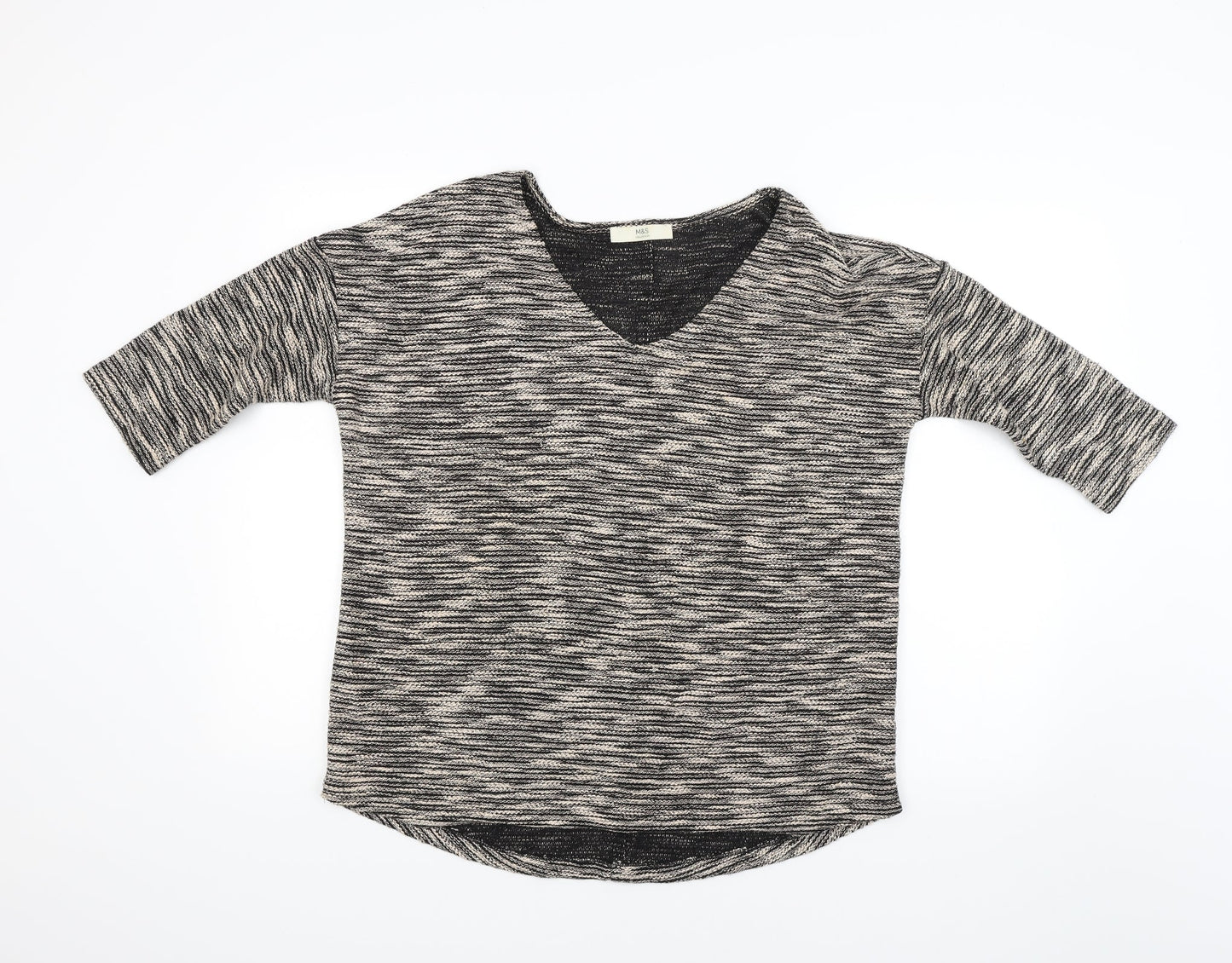M&S Womens Gold Striped  Pullover Jumper Size 14