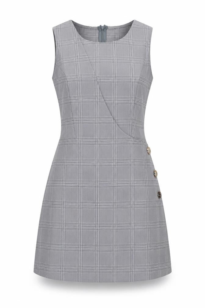voyelles Womens Grey Check  A-Line  Size S