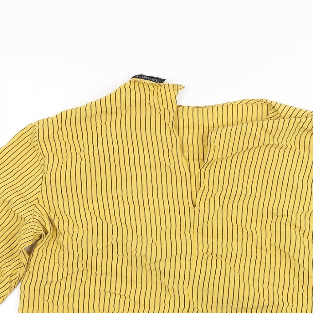 Topshop Womens Gold Striped  Basic Blouse Size 10