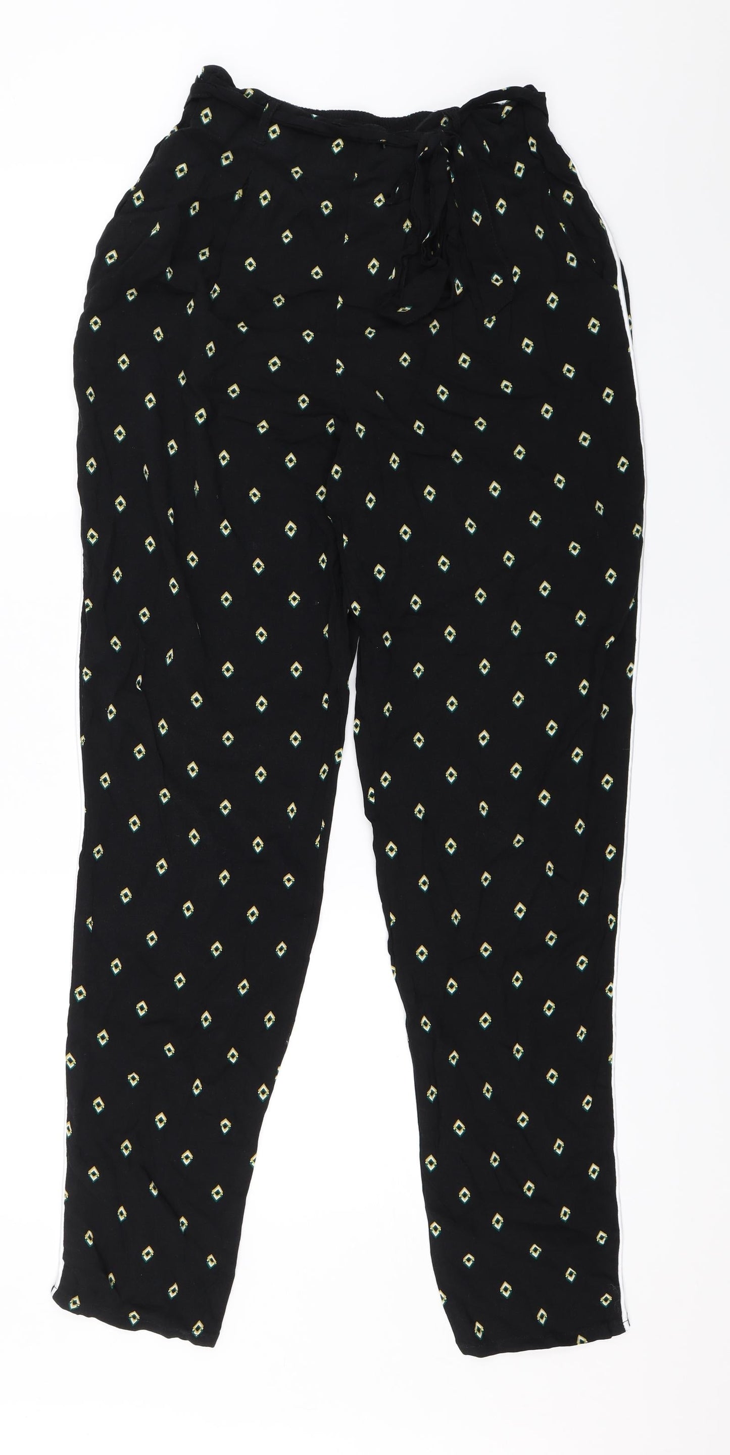 Dorothy Perkins Womens Black Geometric  Trousers  Size 8 L31 in