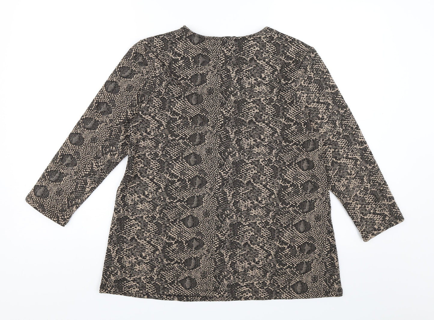 TU Womens Brown Animal Print  Jersey Blouse Size 8
