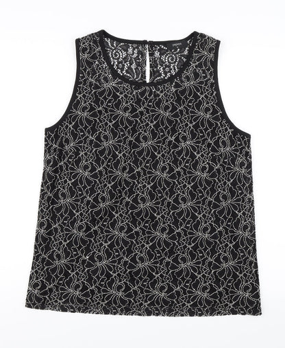 Preloved Papaya Womens Black Floral  Basic Blouse Size 12 - Front