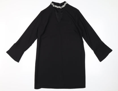 Additional front view of Papaya women’s black shift, size UK 12