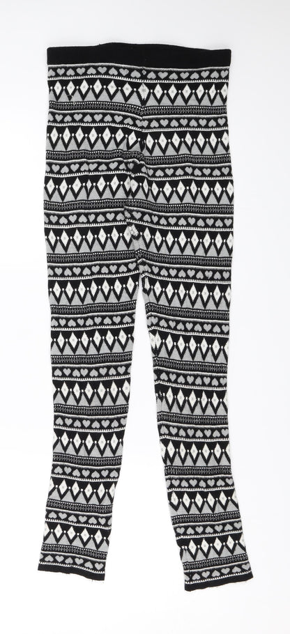 Preloved Primark Girls Black Geometric  Sweatpants Trousers Size 13-14 Years - Front