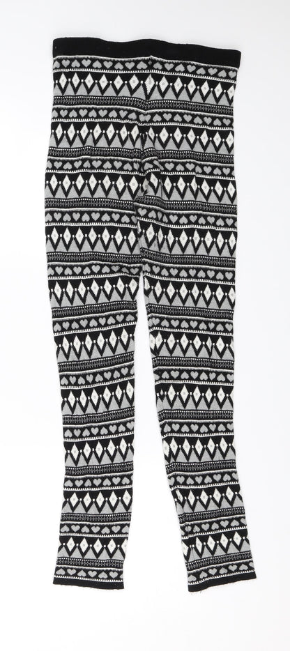 Preloved Primark Girls Black Geometric  Sweatpants Trousers Size 13-14 Years - Back