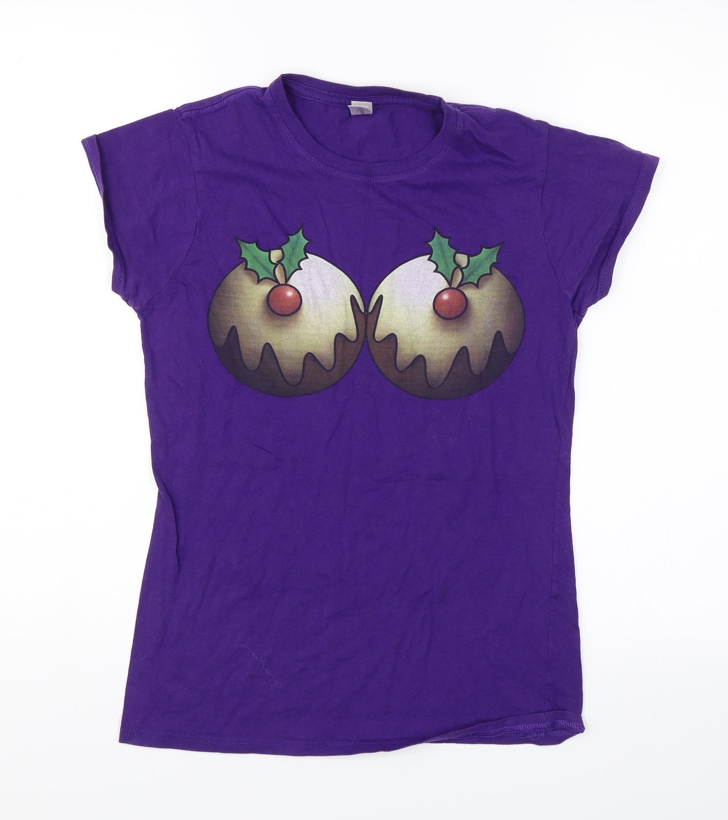 Gildan Womens Purple   Basic T-Shirt Size M  - Christmas