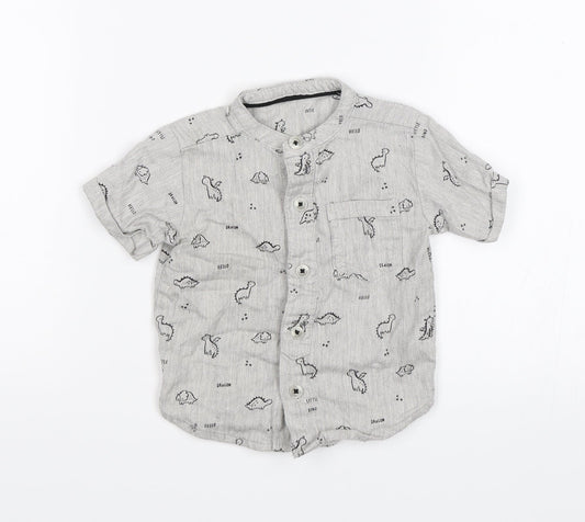 George Baby Grey   Basic Button-Up Size 3-6 Months  - Dinosaurs
