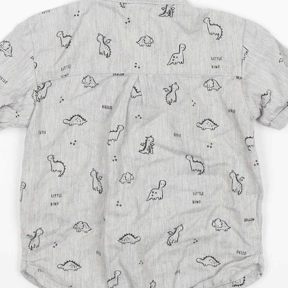 George Baby Grey   Basic Button-Up Size 3-6 Months  - Dinosaurs