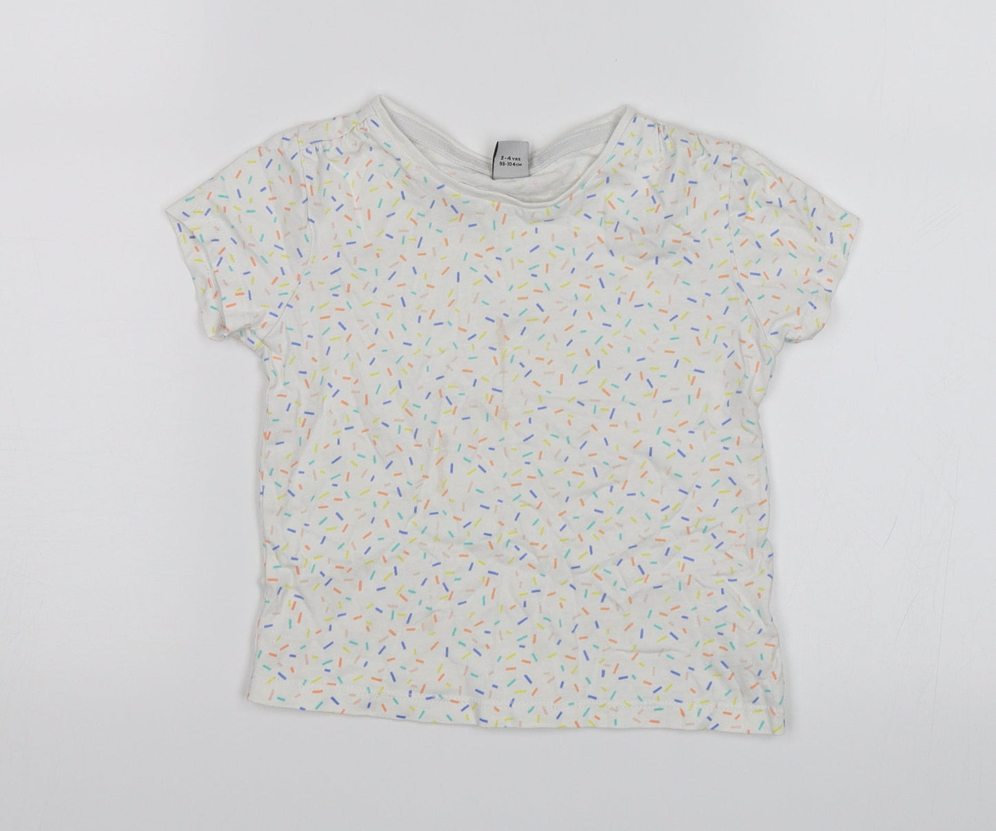 TU Girls White   Basic T-Shirt Size 3-4 Years  - Sprinkles