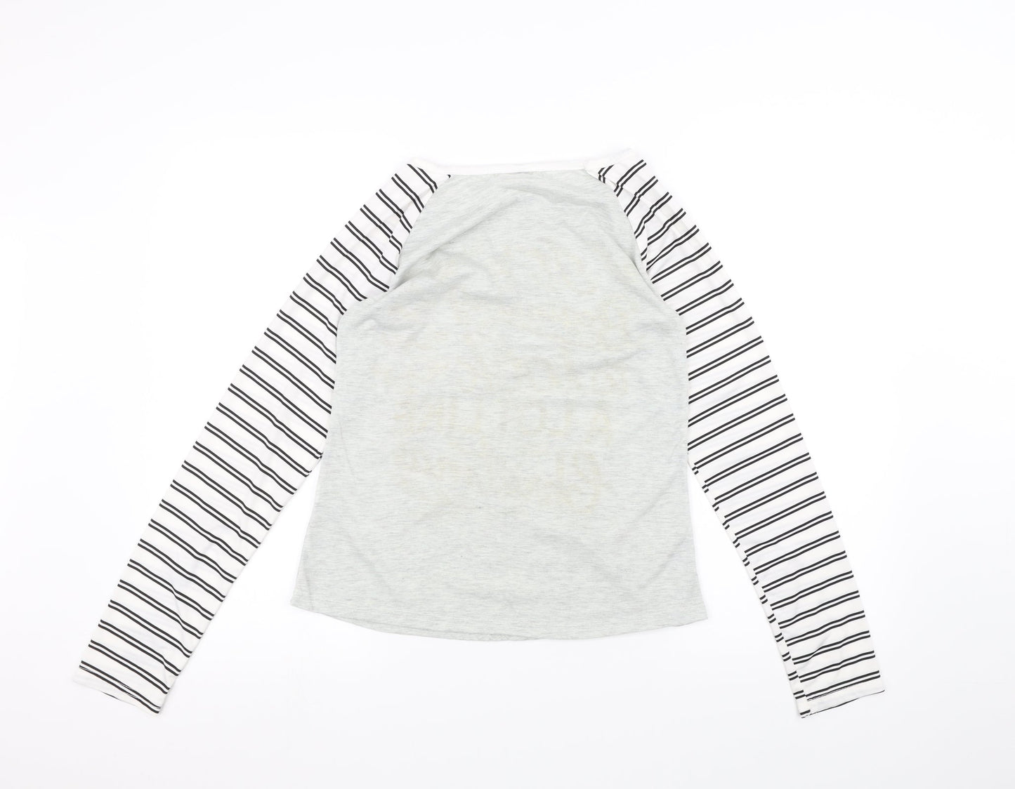 Preworn Womens White Striped  Basic T-Shirt Size M