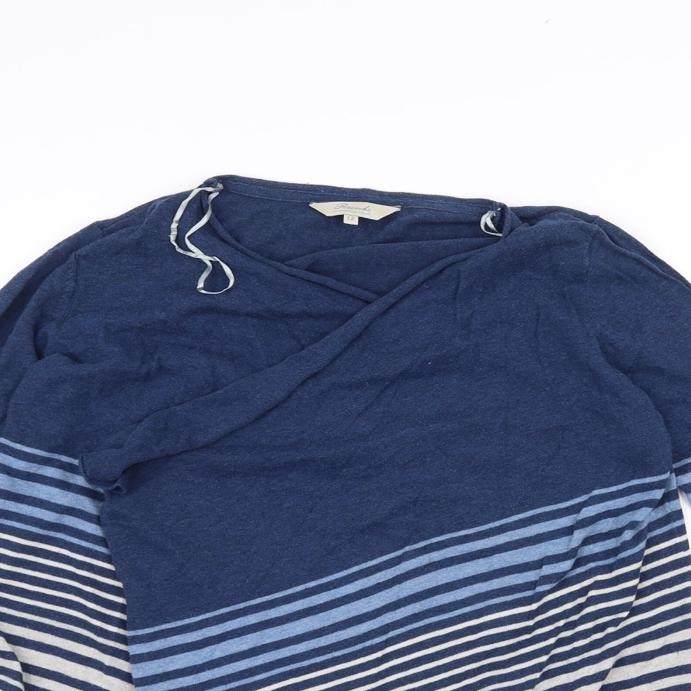 Peacocks Womens Blue Striped  Cardigan Jumper Size 12