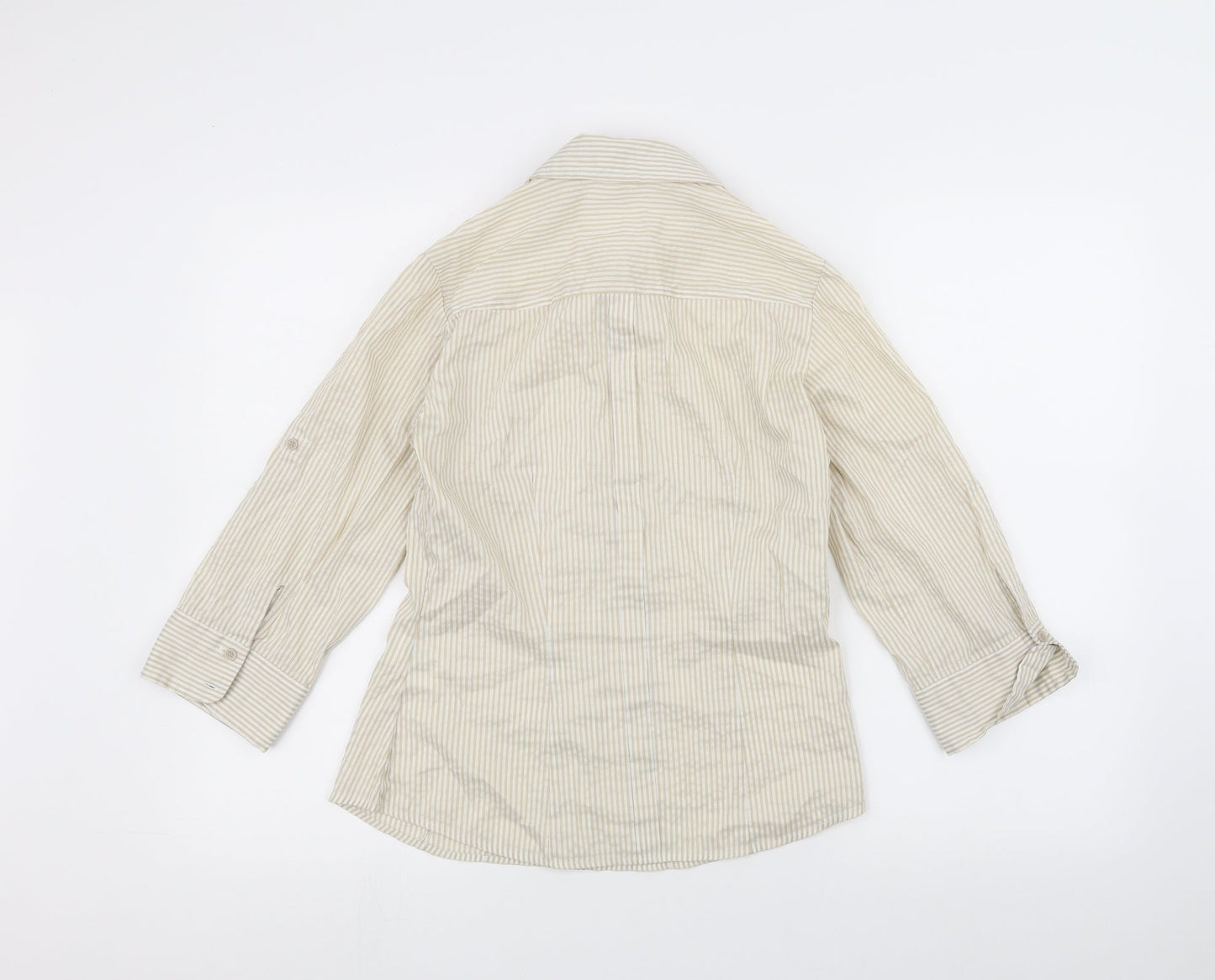H&M Womens White Striped  Basic Button-Up Size 8