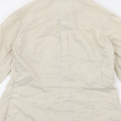 Preloved H&M Womens White Striped  Basic Button-Up Size 8 - Label