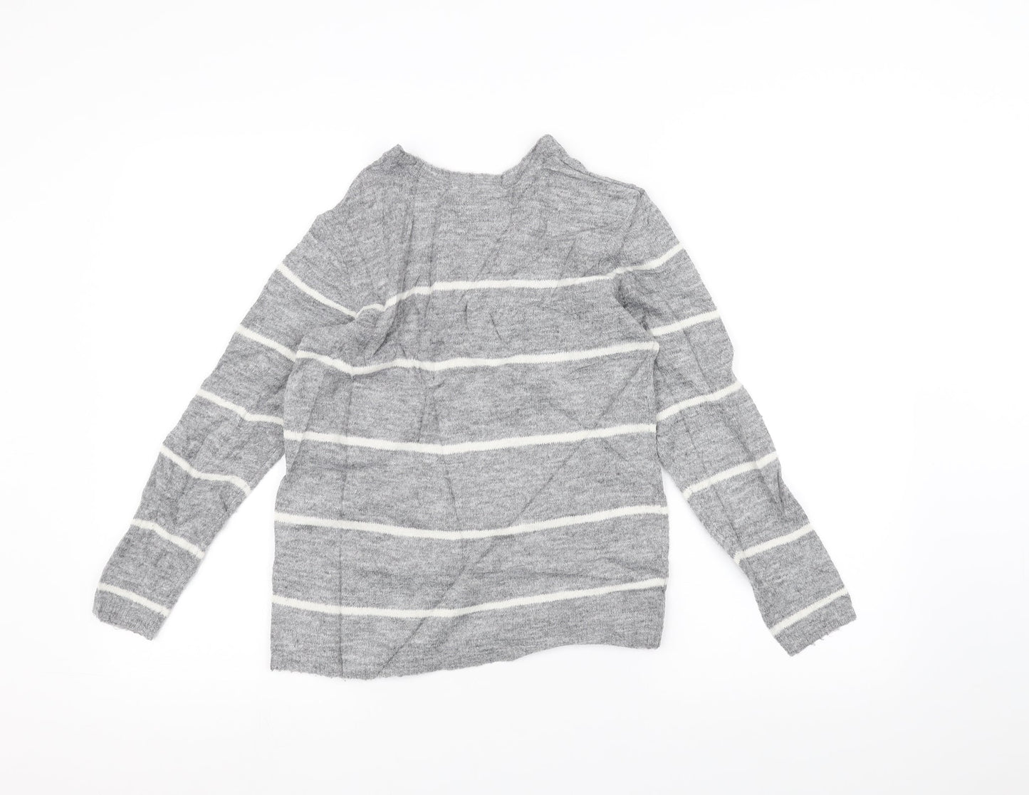 H&M Girls Grey Striped  Pullover Jumper Size 9-10 Years