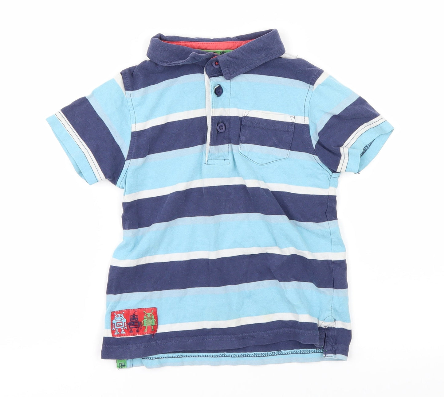 TU Boys Blue Striped  Basic Polo Size 12-18 Months