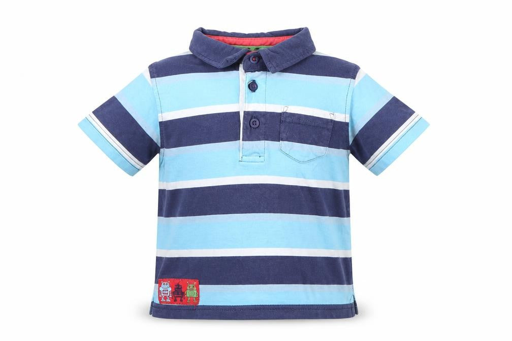 TU Boys Blue Striped  Basic Polo Size 12-18 Months