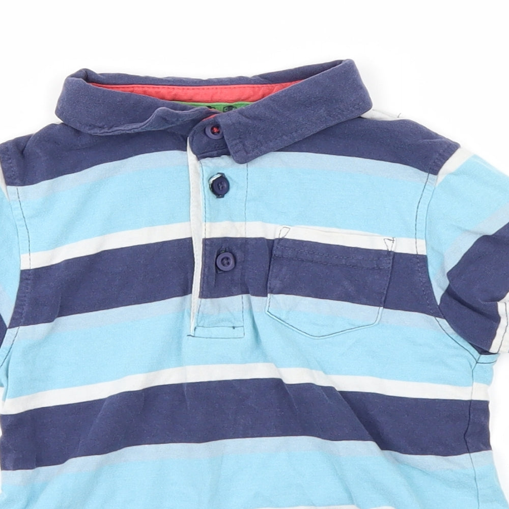 TU Boys Blue Striped  Basic Polo Size 12-18 Months