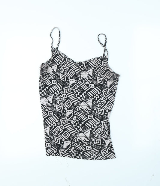 TU Womens White Geometric  Basic Tank Size 14