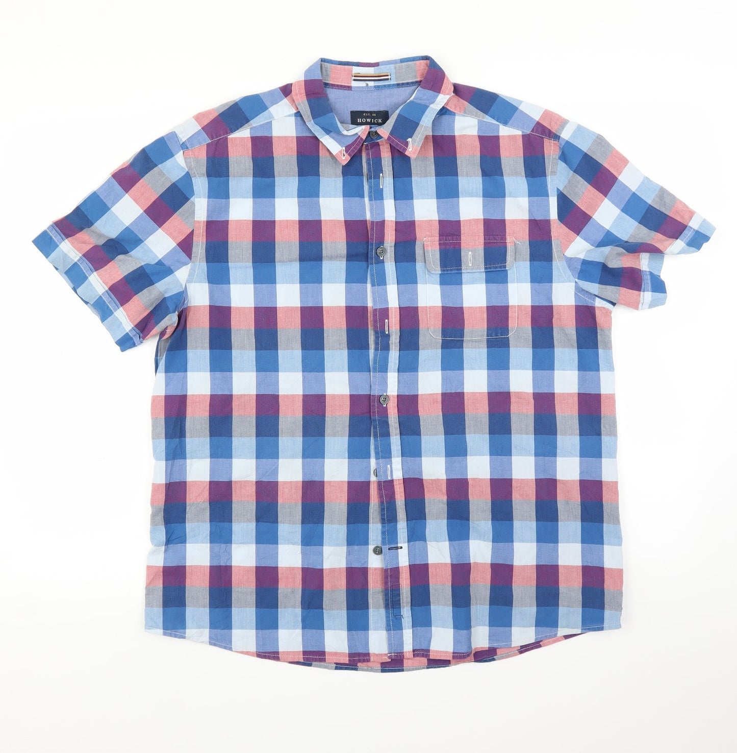 Howick Tailored Womens Blue Check  Basic Button-Up Size L