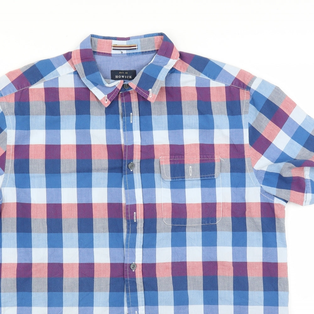 Howick Tailored Womens Blue Check  Basic Button-Up Size L