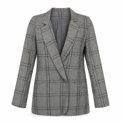 VILA Womens Grey Plaid  Jacket Suit Jacket Size XS