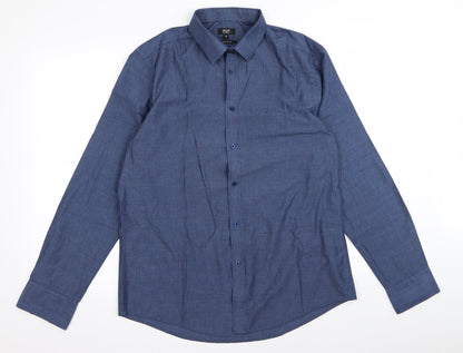 Preloved F&F Mens Blue    Button-Up Size 15 - Front