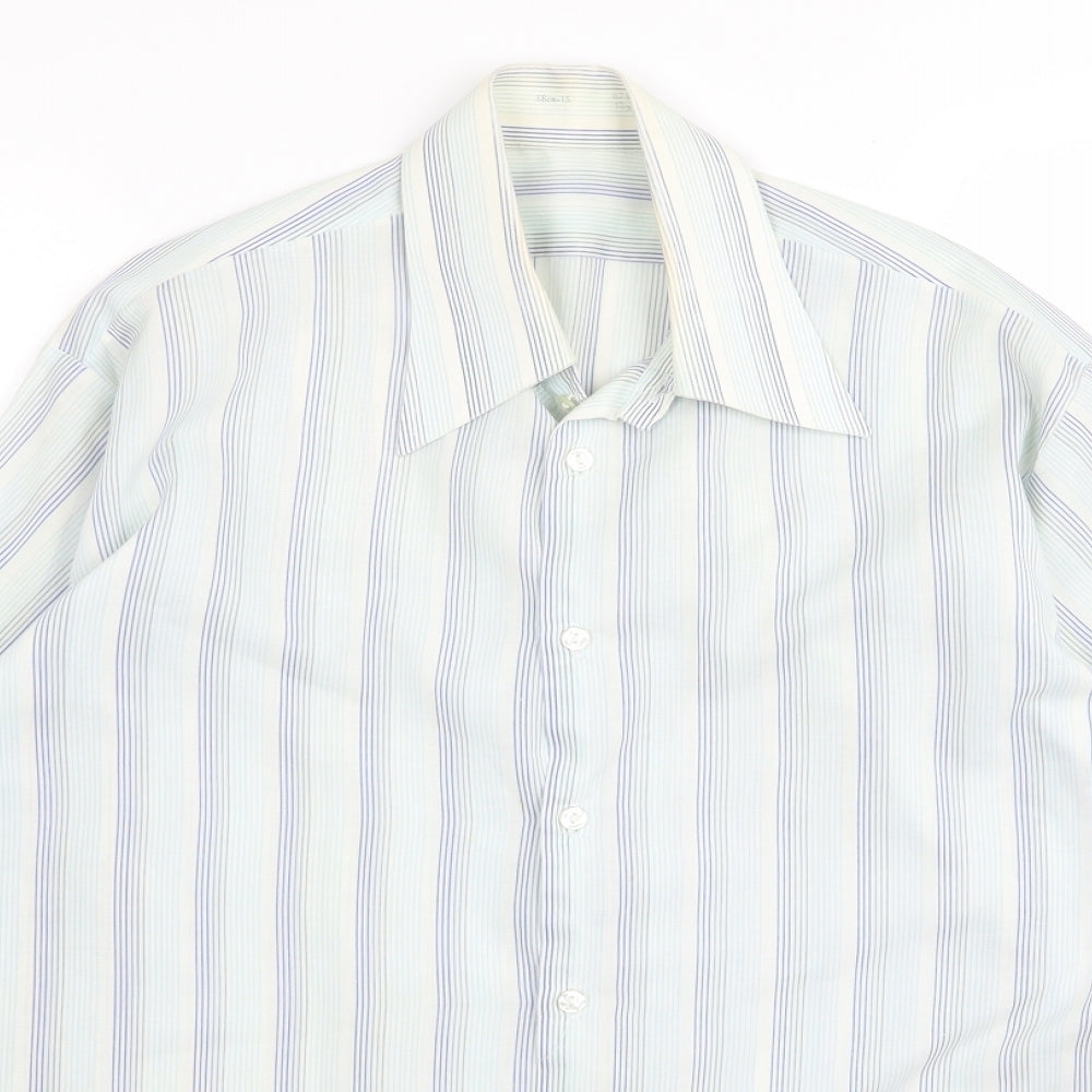 Preworn Mens Blue Striped   Button-Up Size L