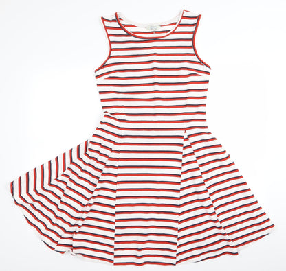 Preloved Peacocks Womens Red Striped  A-Line  Size 10 - Front