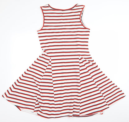 Preloved Peacocks Womens Red Striped  A-Line  Size 10 - Back