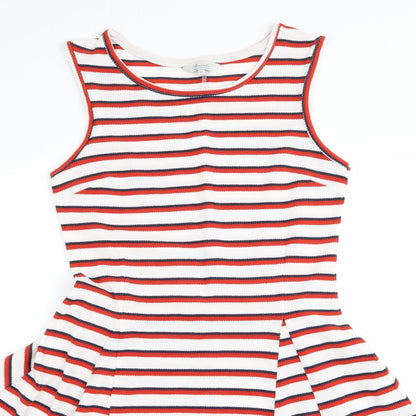Preloved Peacocks Womens Red Striped  A-Line  Size 10 - Detail