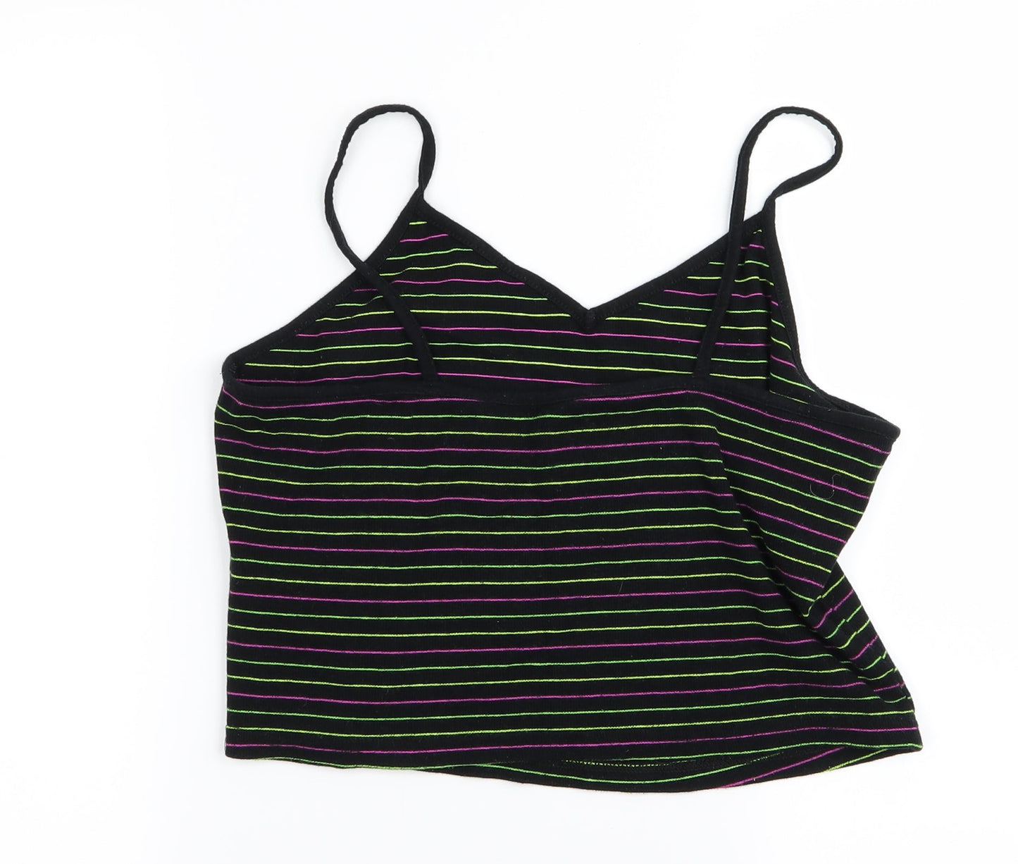 Preworn Womens Green Striped  Cropped Tank Size L