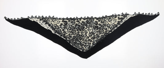 Preworn Womens Black Animal Print Knit  Shawl/Wrap