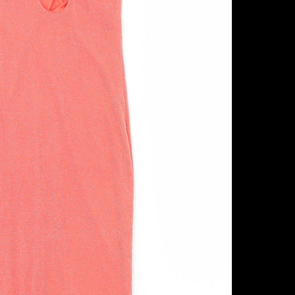Brand and care label for Miss Selfridge women’s orange bodycon, size UK 6, - cold shoulder