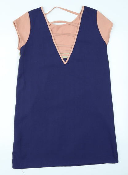 Preloved Suncoo Womens Blue Colourblock  A-Line  Size M - Back