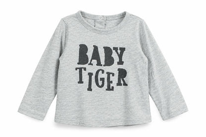 Front view of RR boys’ grey basic t-shirt, size 12, months