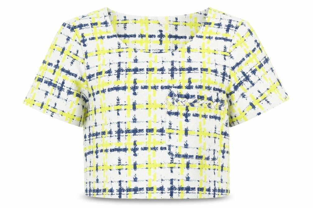 Boohoo Womens Red Plaid  Cropped T-Shirt Size 10  - Open back