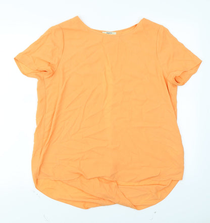 Additional front view of Papaya women’s orange basic blouse, size UK 14, - open back