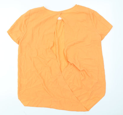 Back view of Papaya women’s orange basic blouse, size UK 14, - open back