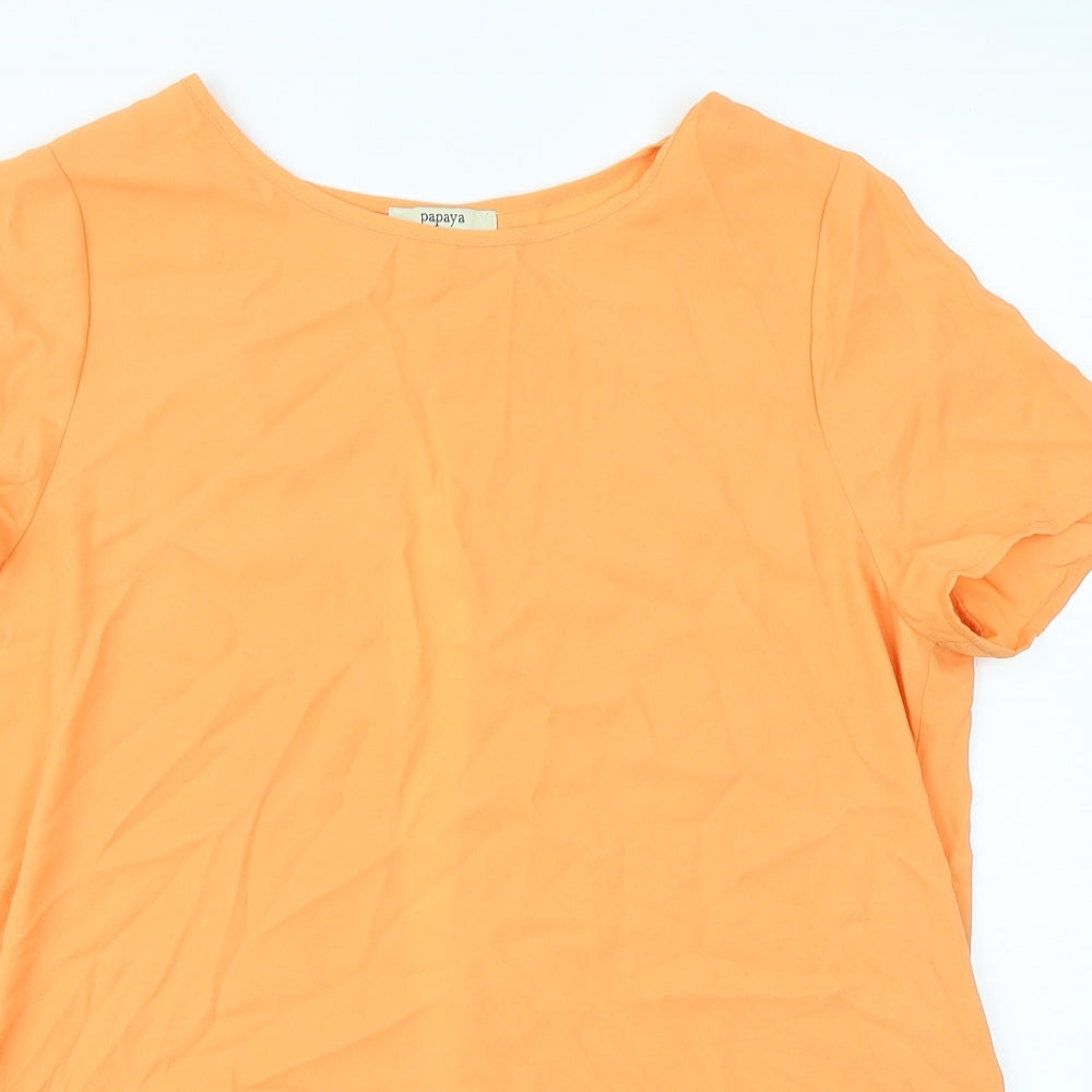 Papaya Womens Orange   Basic Blouse Size 14  - Open back