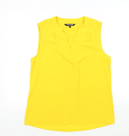 Preloved DEBINHAMS Womens Yellow Colourblock  Basic Blouse Size 12 - Front