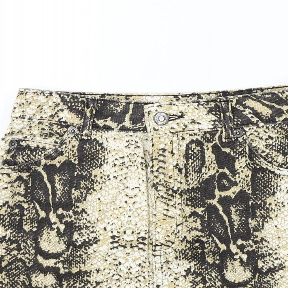 Topshop Womens Brown Animal Print  A-Line Skirt Size 8