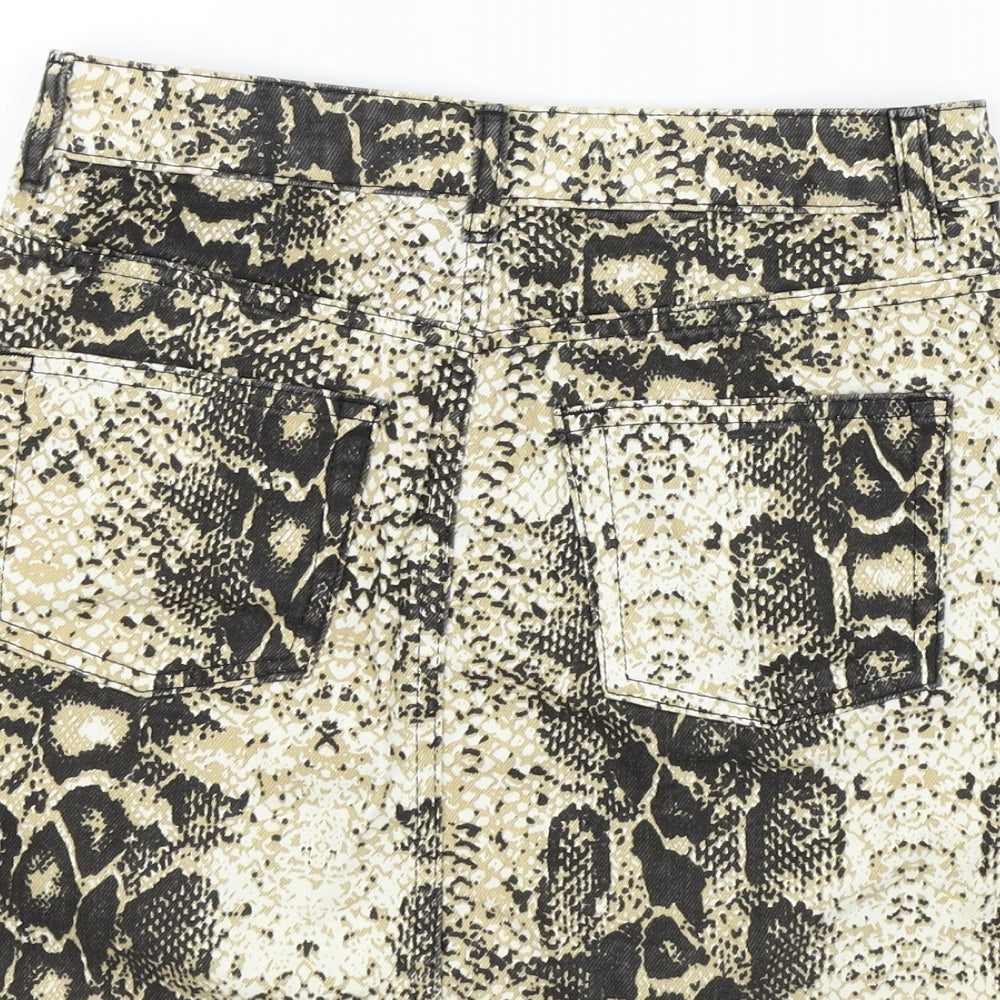 Topshop Womens Brown Animal Print  A-Line Skirt Size 8