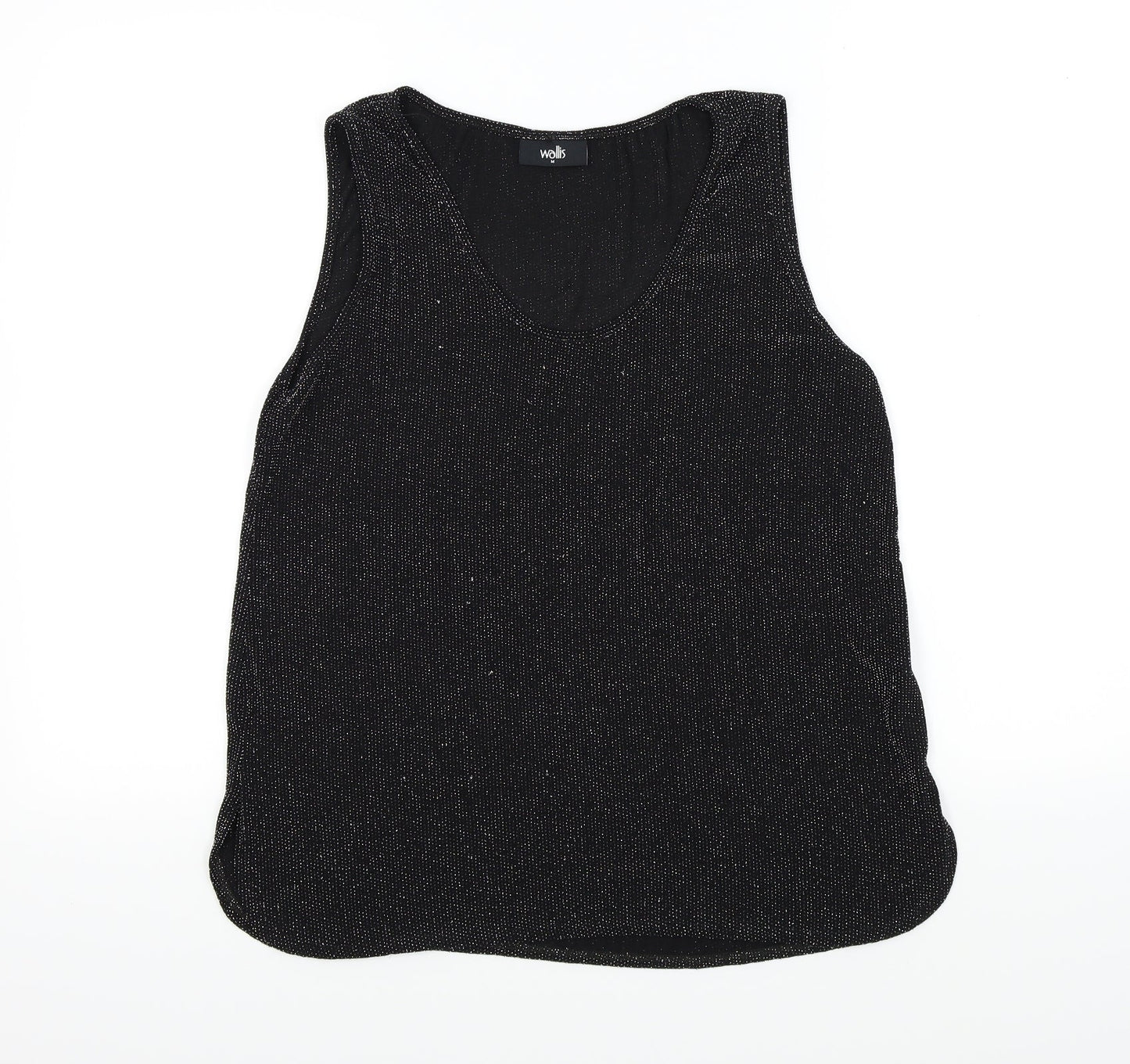 Wallis Womens Black Colourblock  Basic T-Shirt Size M  - sparkle detail