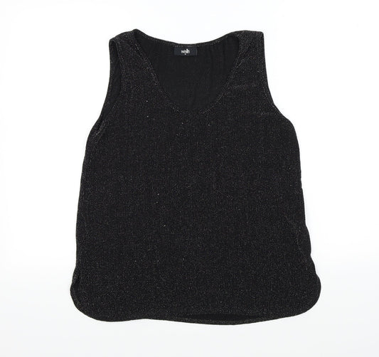 Wallis Womens Black Colourblock  Basic T-Shirt Size M  - sparkle detail