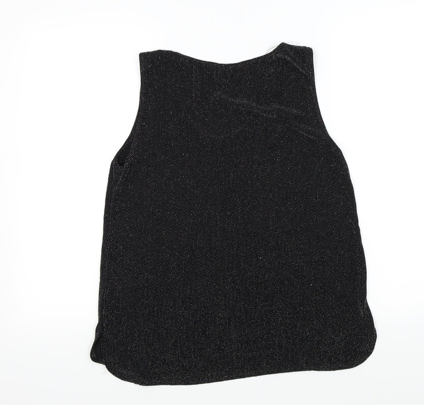 Wallis Womens Black Colourblock  Basic T-Shirt Size M  - sparkle detail