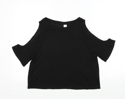 H&M Womens Black Colourblock  Basic T-Shirt Size M